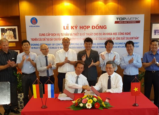 Viglacera ký kết hợp đồng Dự án sản xuất gạch bê tông khí chưng áp (AAC)