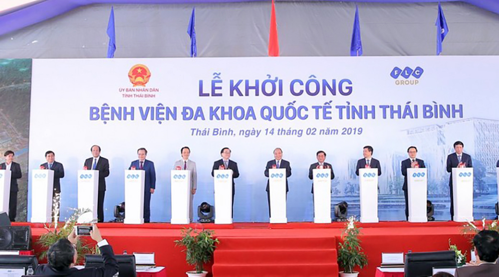 Thủ tướng nhấn nút khởi công Bệnh viện Đa khoa Quốc tế do Tập đoàn FLC đầu tư tại Thái Bình