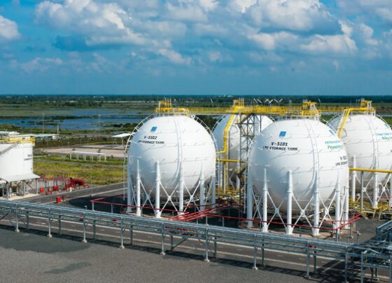 Gas tanks at a PV Gas facility in southern Vietnam. Photo courtesy of PV Gas.