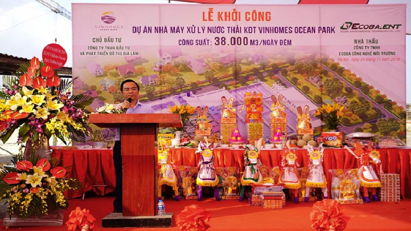 Ecoba ENT khởi công nhà máy xử lý nước thải Vinhomes Ocean Park
