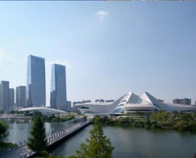 Whipped peaks form Zaha Hadid Architects’ Meixihu cultural centre