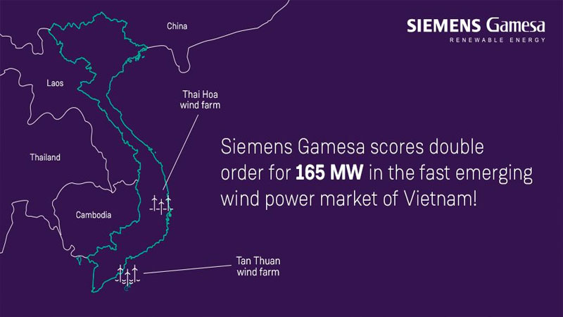 Siemens Gamesa Secures two order totaling 165MW from Vietnam