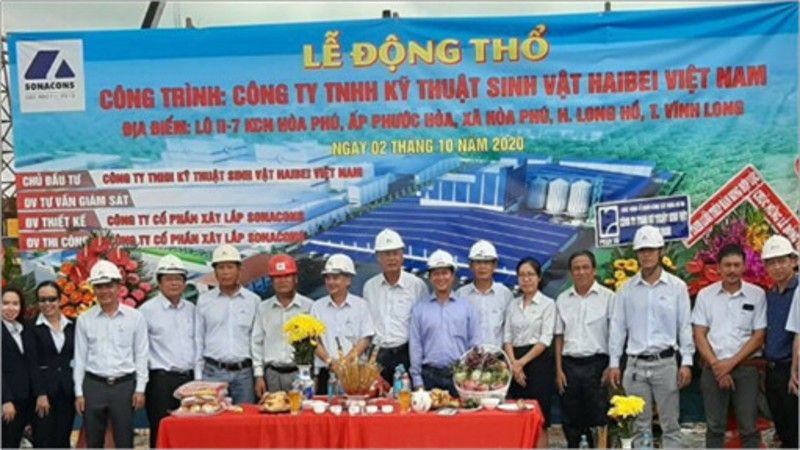 Khởi công dự án nhà máy sản xuất thức ăn và sản phẩm dinh dưỡng động vật Haibei Vĩnh Long