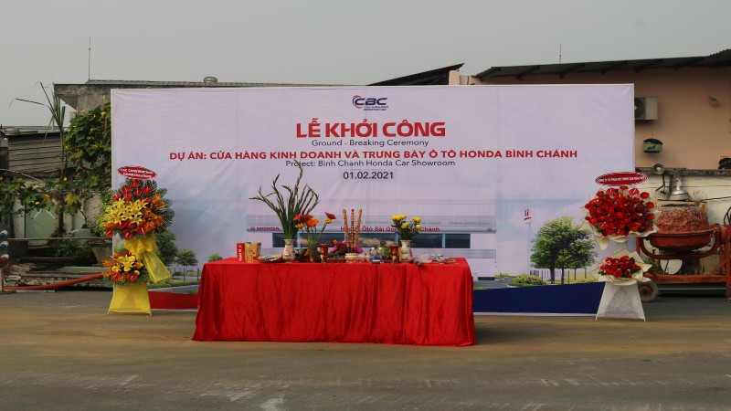 CBC tổ chức lễ động thổ xây dựng cửa hàng kinh doanh và trưng bày ô tô Honda Bình Chánh vào ngày đầu tiên của tháng 2/2021
