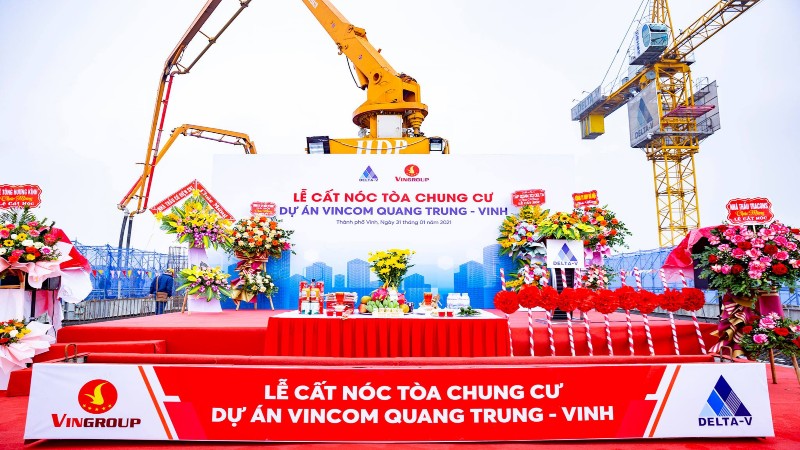 Lễ cất nóc dự án Tòa chung cư Vincom Quang Trung, Vinh