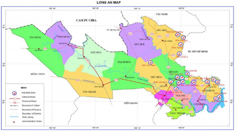 Long An: Thay tên, đổi diện tích 6 khu công nghiệp