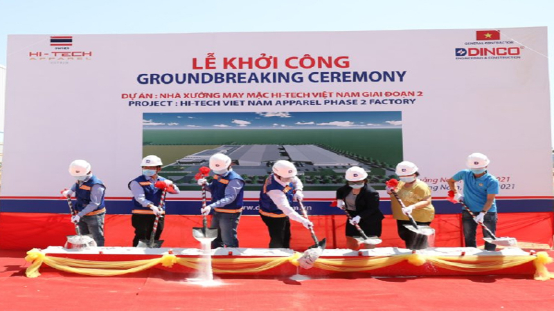 Dinco khởi công dự án nhà xưởng may mặc Hi Tech Việt Nam giai đoạn 2