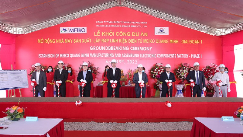 Khởi công Dự án Mở rộng Nhà máy sản xuất, lắp ráp linh kiện điện tử Meiko Quang Minh giai đoạn 1