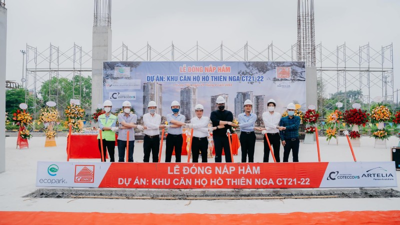 Lễ đóng nắp hầm dự án khu căn hộ Hồ Thiên Nga (CT21-22)