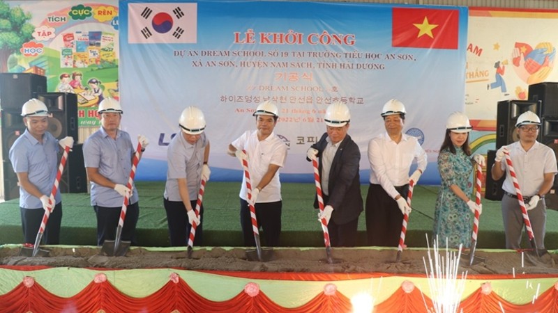 Tổ chức COPION và Tập đoàn LS (Hàn Quốc) hỗ trợ xây dựng 3 phòng học cho Trường Tiểu học An Sơn, huyện Nam Sách