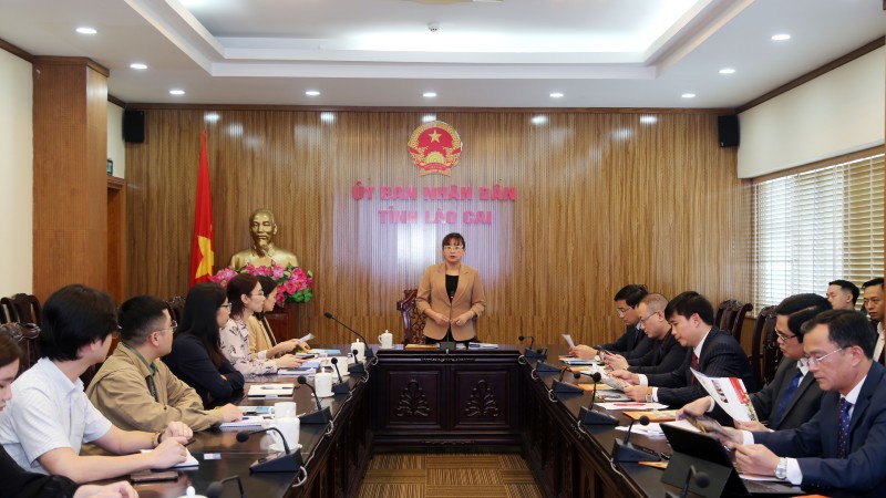 Phó Chủ tịch UBND tỉnh Lào Cai Giàng Thị Dung làm việc với Đoàn công tác của Tập đoàn KinderWorld Việt Nam