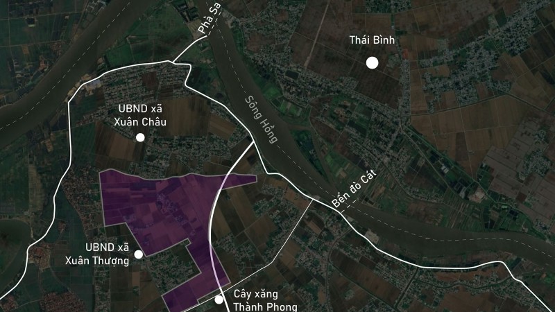 Toàn cảnh vị trí dự kiến quy hoạch KCN Thượng Thành khoảng 395 ha ở Xuân Trường, Nam Định