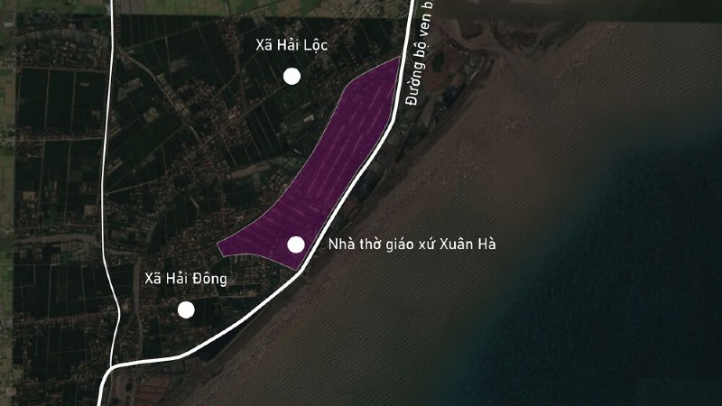 Toàn cảnh vị trí quy hoạch KCN Nam Hải Hậu khoảng 100 ha trên tuyến đường bộ ven biển Nam Định