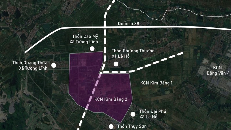 Toàn cảnh vị trí quy hoạch KCN Kim Bảng 2 rộng 270 ha ở Hà Nam