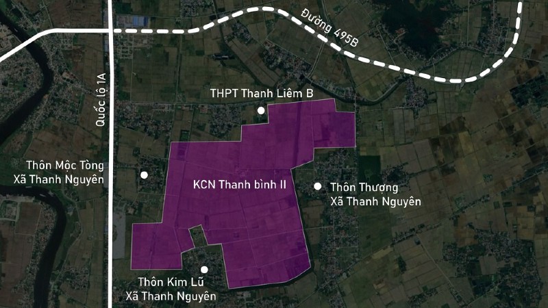 Toàn cảnh vị trí quy hoạch KCN Thanh Bình II rộng 300 ha ở Thanh Liêm, Hà Nam
