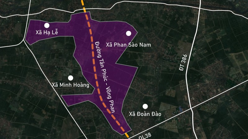 Toàn cảnh vị trí quy hoạch KCN Phù Cừ rộng 544 ha trên đường Tân Phúc – Võng Phan