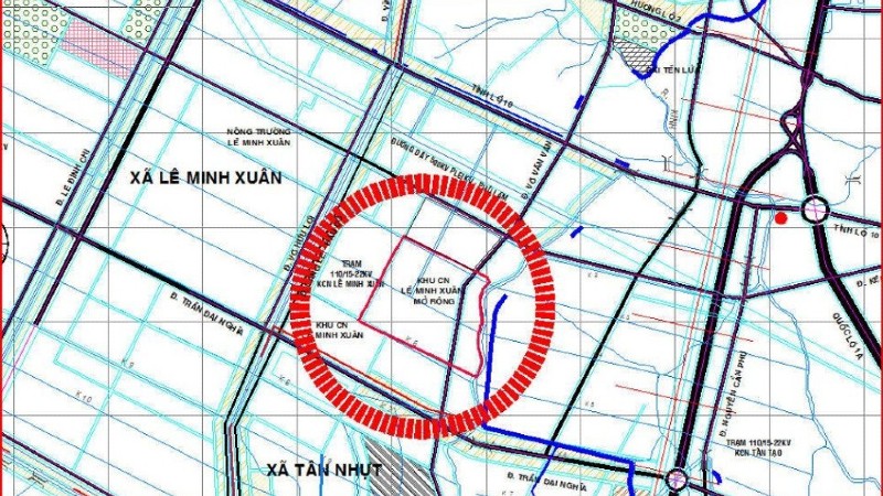 Khu vực quy hoạch khu công nghiệp Lê Minh Xuân mở rộng gần 110 ha tại huyện Bình Chánh