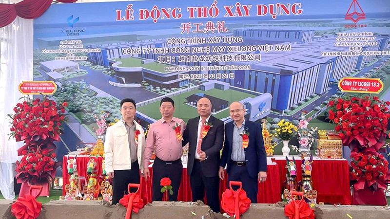 Công ty TNHH Công nghệ may Xielong Việt Nam động thổ xây dựng nhà máy sản xuất vải lưới, đế giầy, tổng vốn đầu tư 40 triệu USD